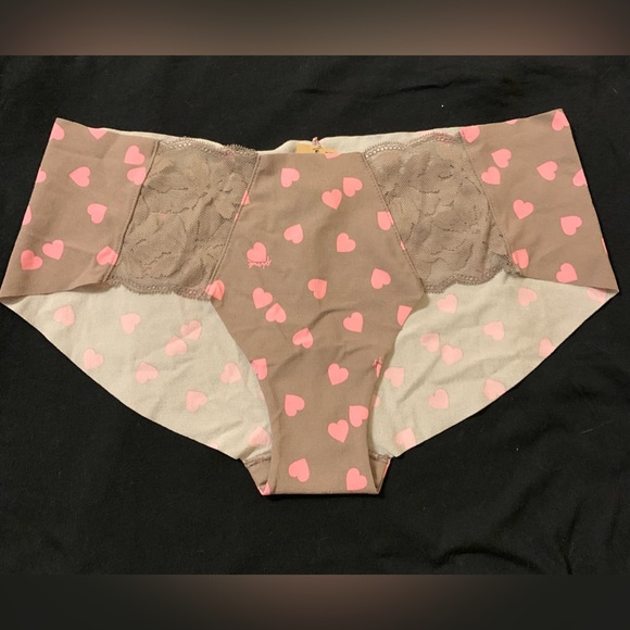 Victoria’s Secret Pink XL No Show Hipster Panties Underwear Iced Coffee Heart - Picture 3 of 5